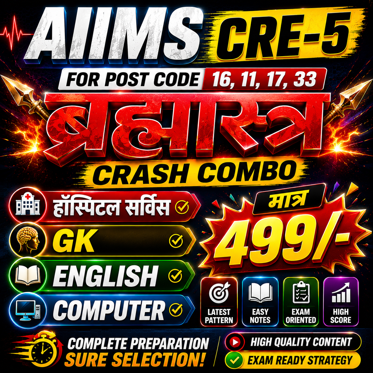 ब्रह्मास्त्र : AIIMS CRE कॉम्बो 2026 (POST CODE-16 के लिए )