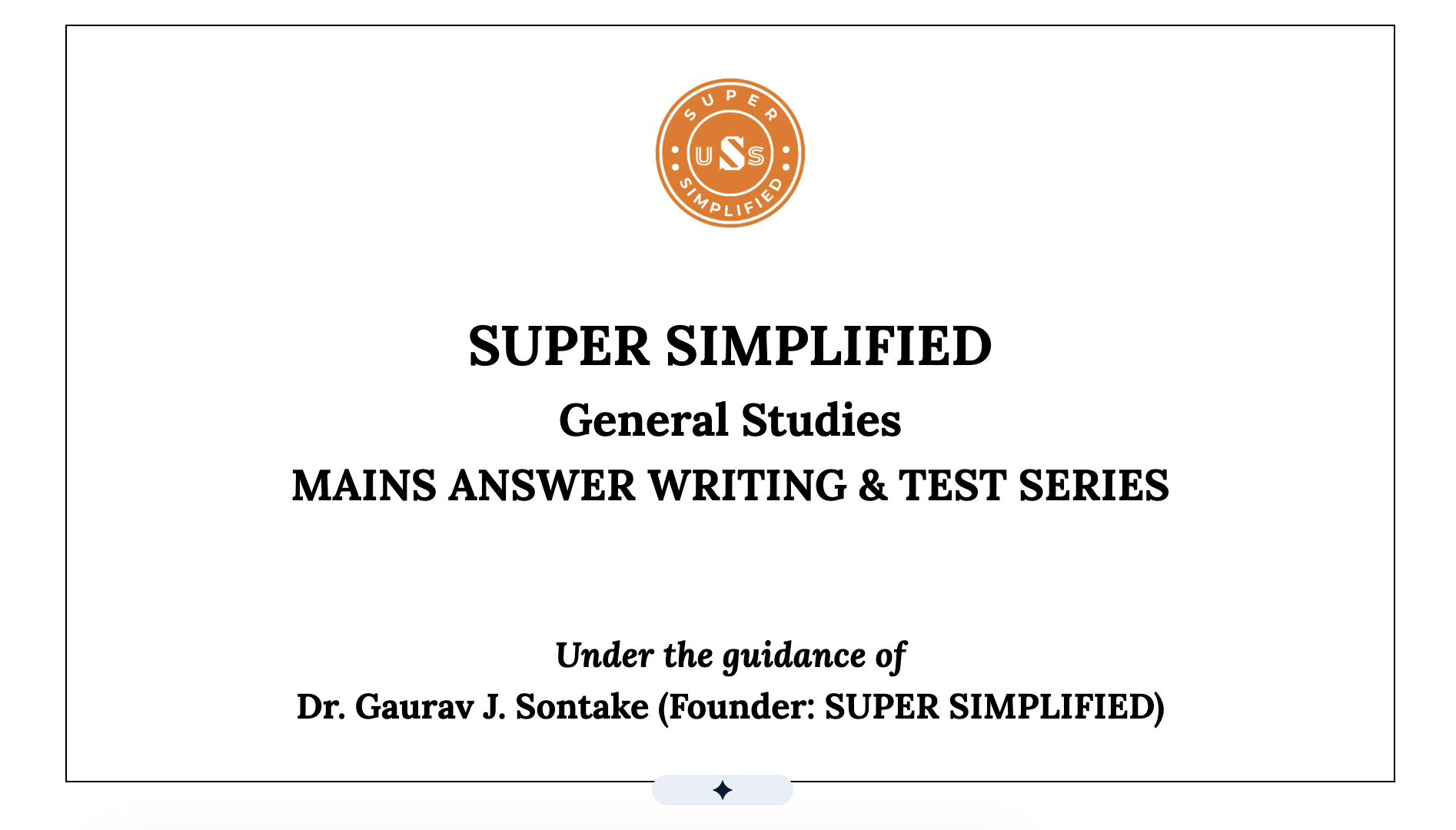 General Studies MAINS ANSWER WRITING & TEST SERIES