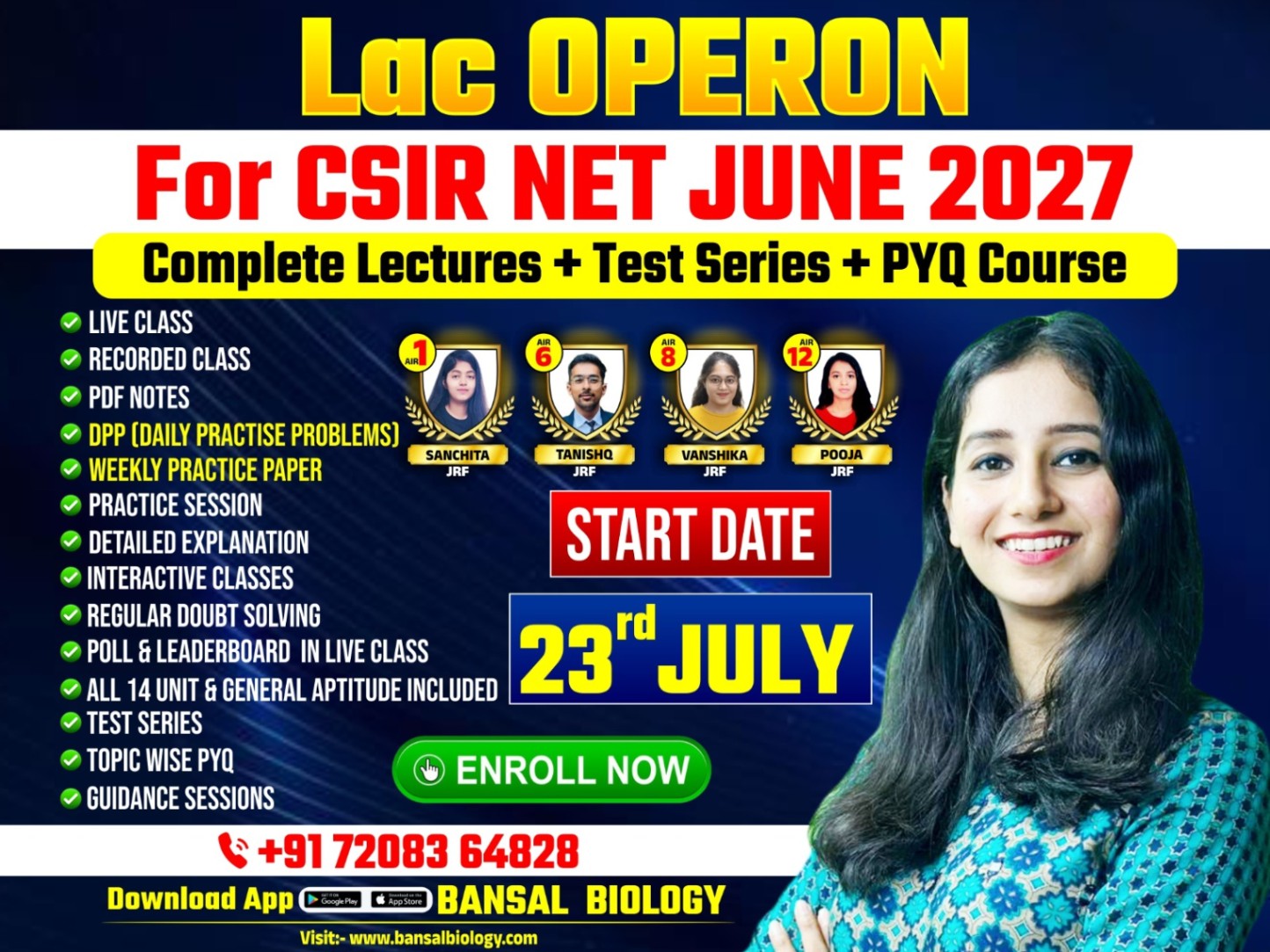 Lac OPERON BATCH FOR CSIR NET FOR JUNE 2027