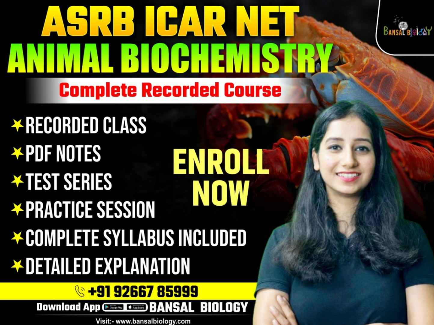 Complete Recorded Course for ASRB ICAR NET - Animal Biochemistry