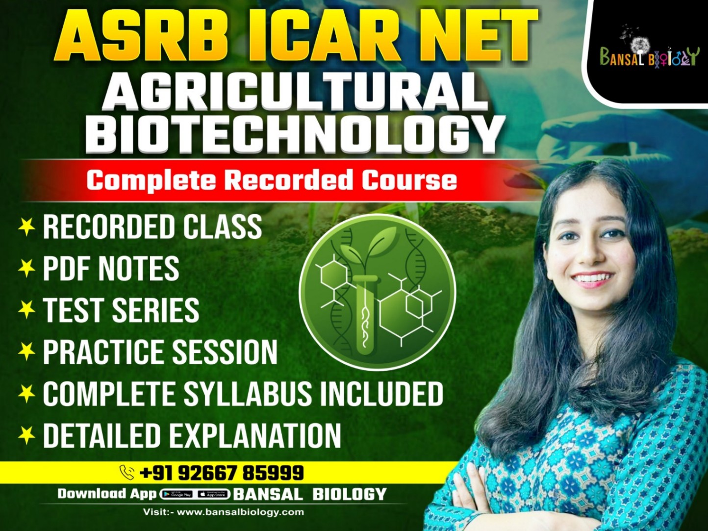 Complete Recorded Course for ASRB ICAR NET - Agricultural Biotechnology