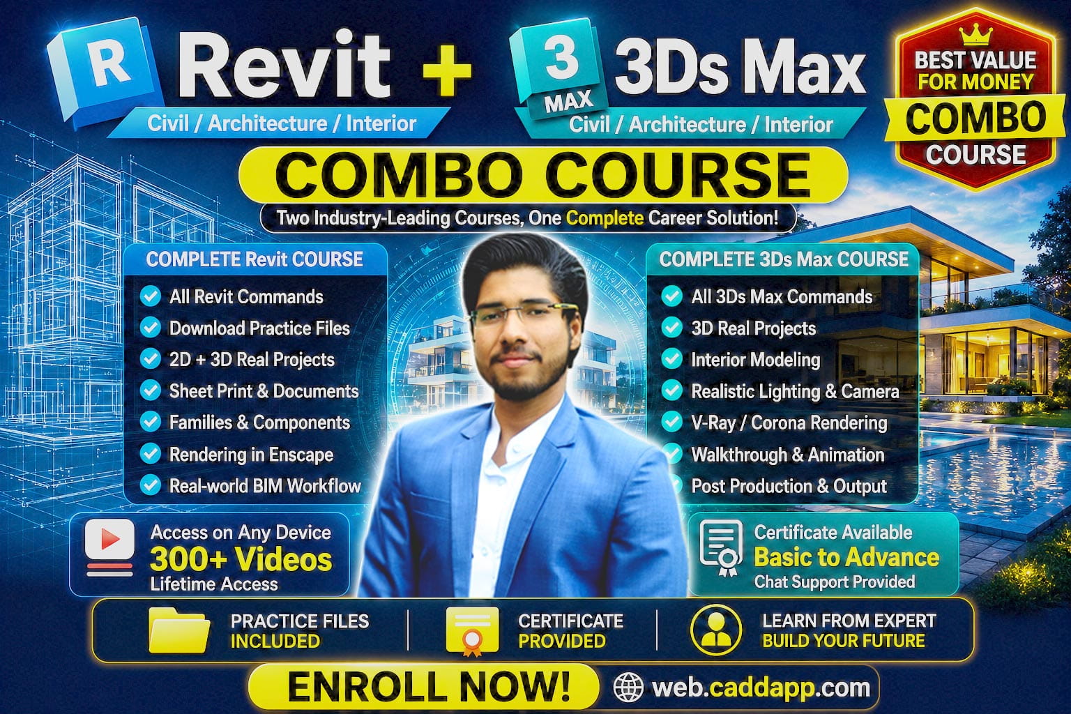 REVIT with Enscape + 3DS Max CORONA Complete Combo Course