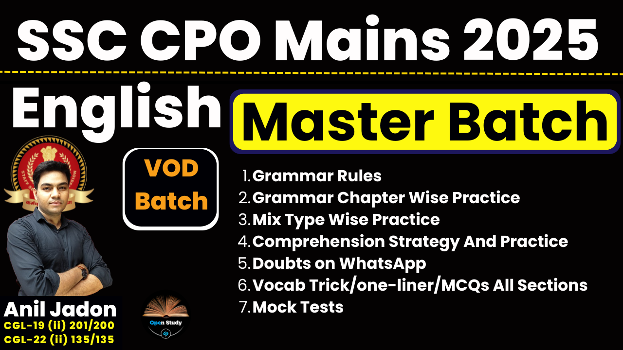 SSC CPO Mains 2025-26 English Master Batch (CGL, CPO, CHSL)