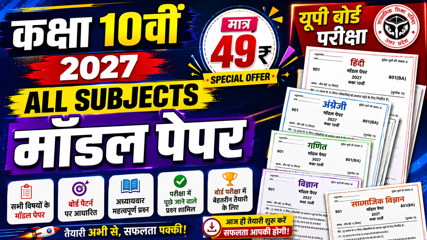 10वीं सभी विषय मॉडल पेपर 2027