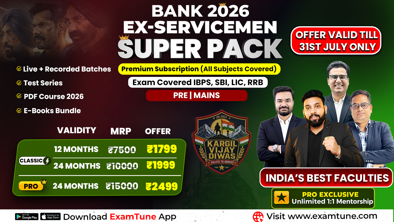 Bank Exam Preparation for Ex-Servicemen | Super Pack Complete Subscription (Pre + Mains) By ExamTune