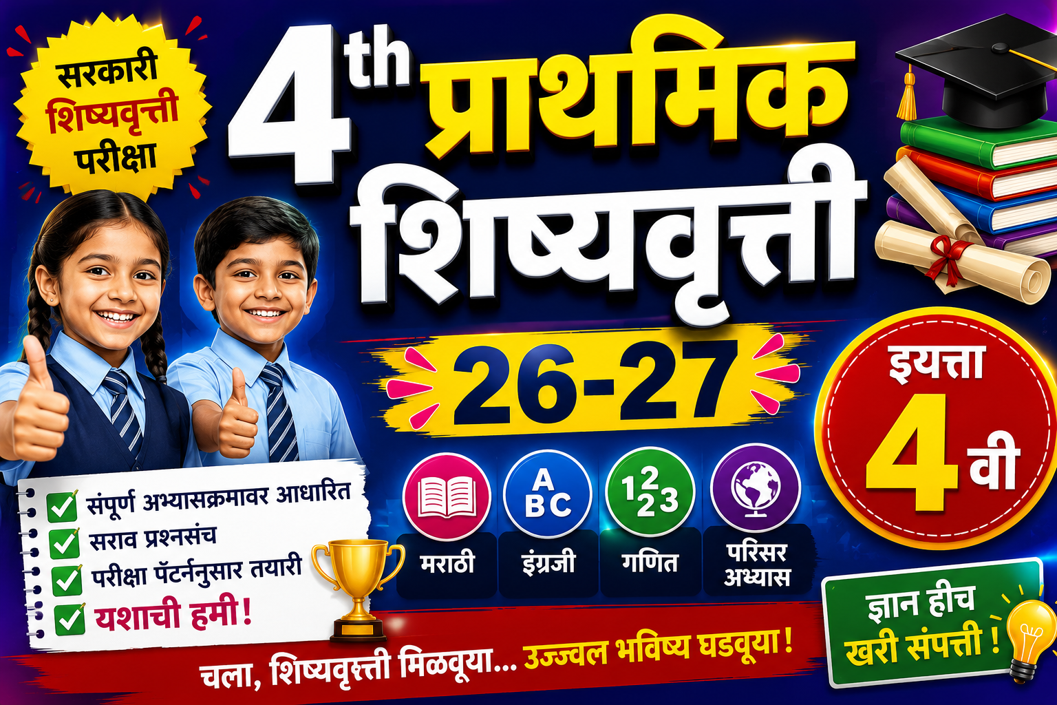 इयत्ता ४ वी -पूर्व उच्च प्राथमिक शिष्यवृत्ती परीक्षा
