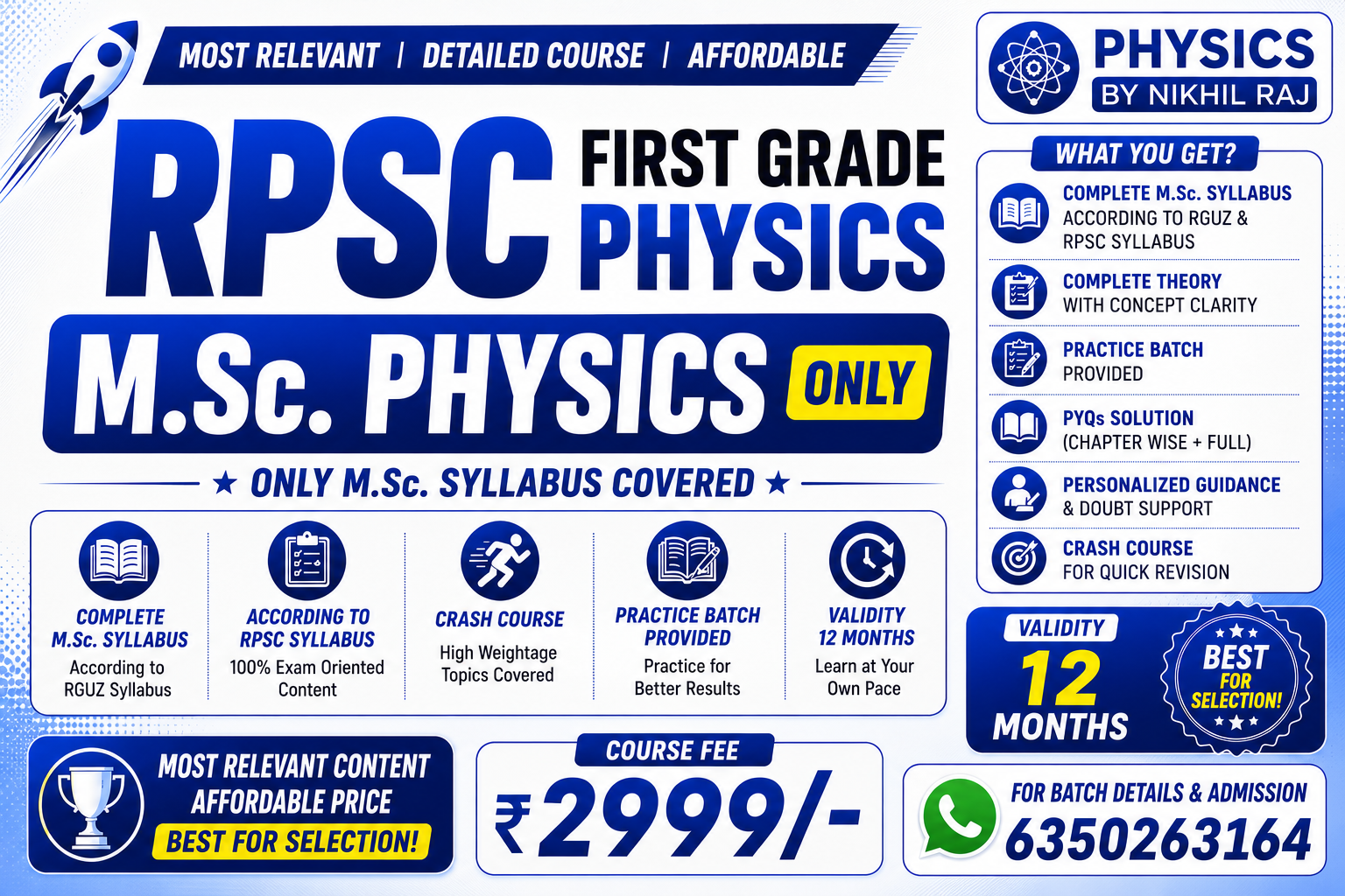 RPSC FIRST GRADE PHYSICS M.Sc. BATCH