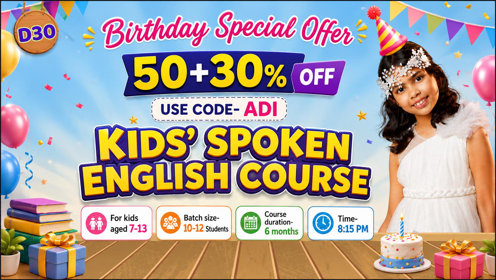 Kids English Mastery ~ (D30: Age 8-12) ~ 6-Month Program