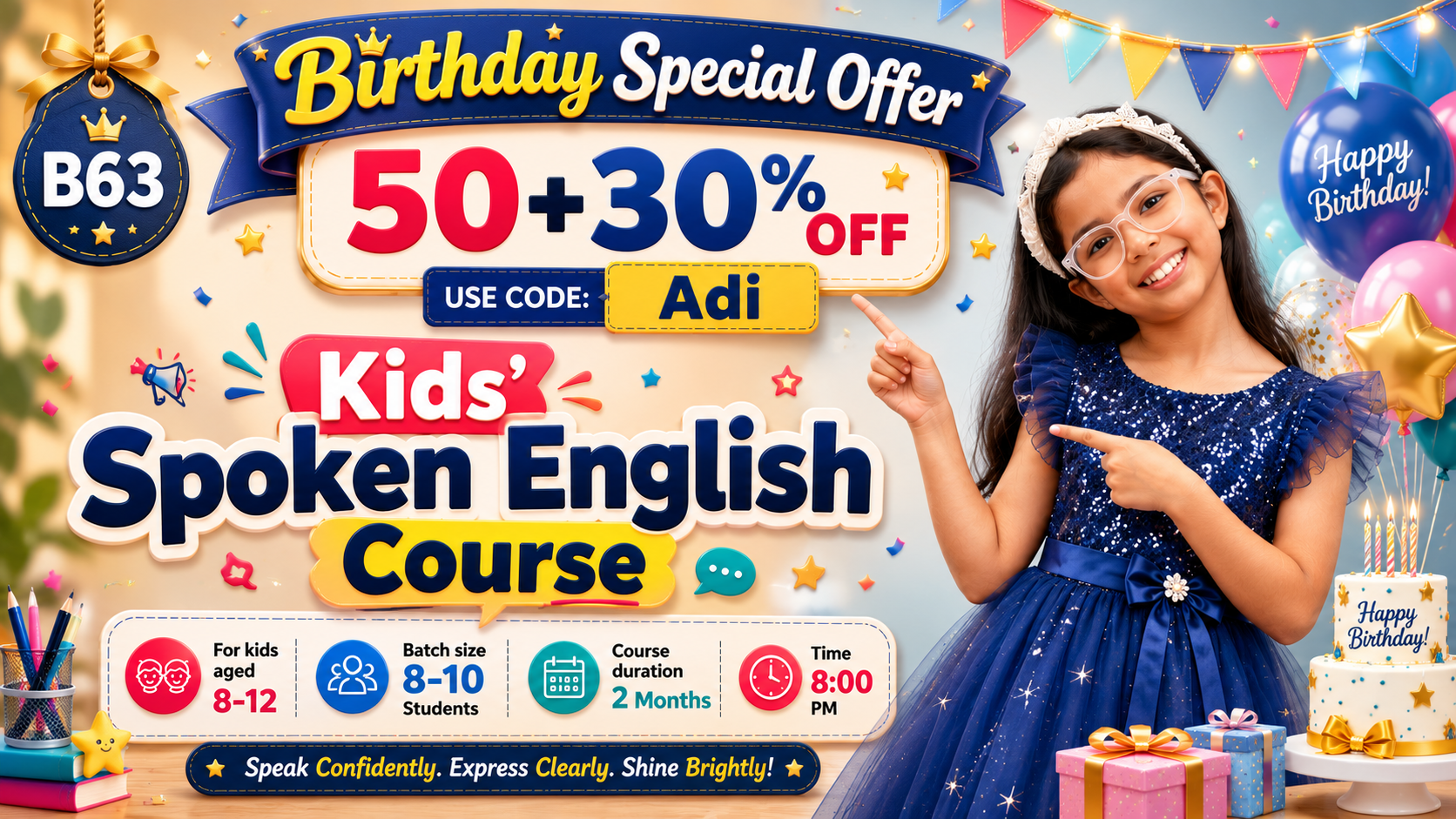 Kids English Pro ~ (B63 = 8-12 Year) 8:00 PM 