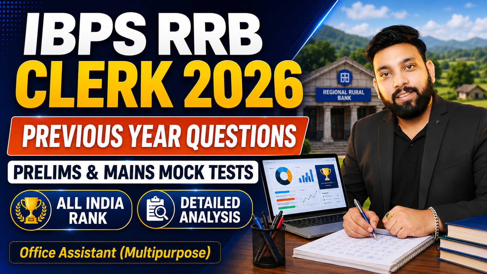IBPS RRB Clerk 2026 Previous Year Questions | Prelims & Mains Mock Tests with All India Rank
