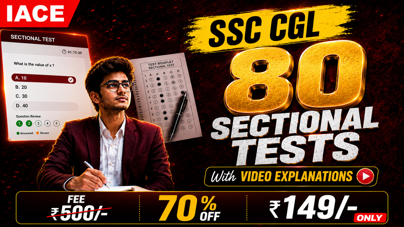 SSC CGL - 80 SECTIONAL TESTS With Video Explanations