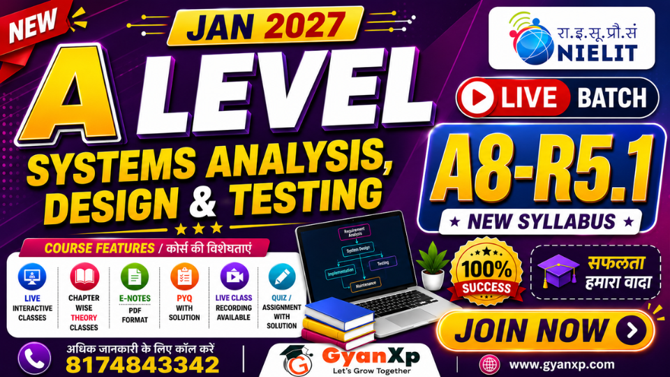 A Level (A8-R5.1): Systems Analysis, Design and Testing (JAN 2027)