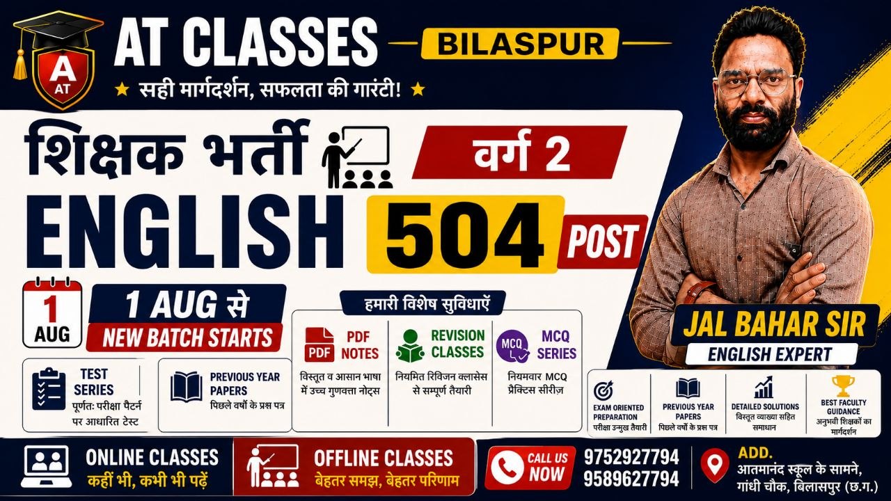 शिक्षक वर्ग 2 इंग्लिश (English)  - 504 Post