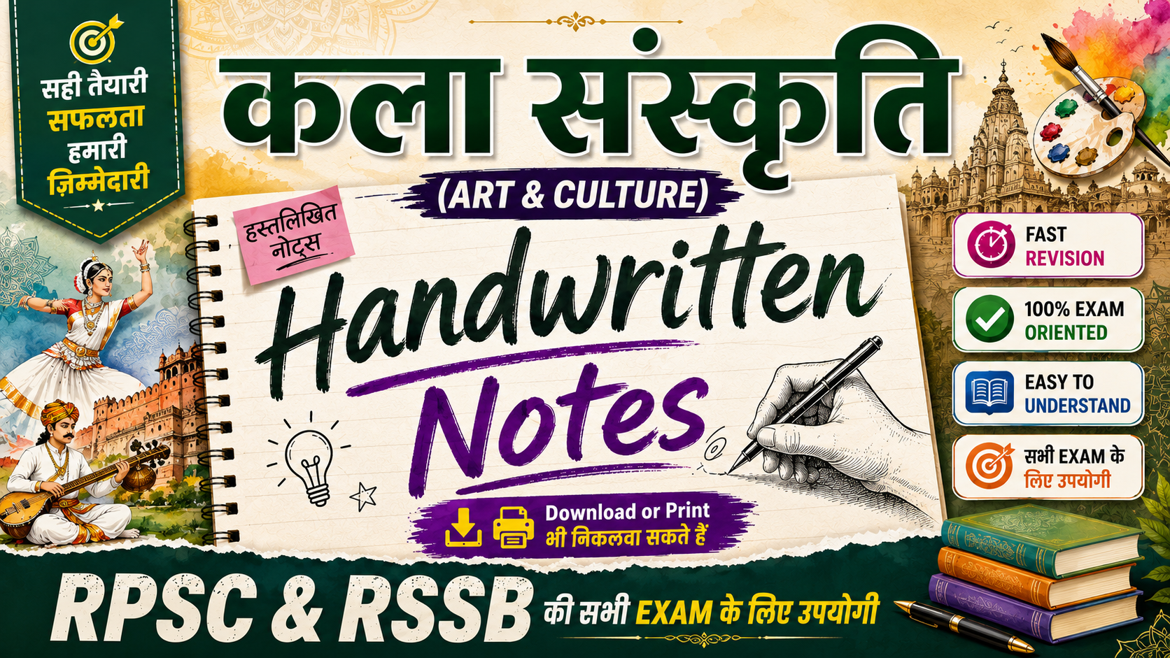 राजस्थान कला-संस्कृति (Art & Culture) Handwritten Notes