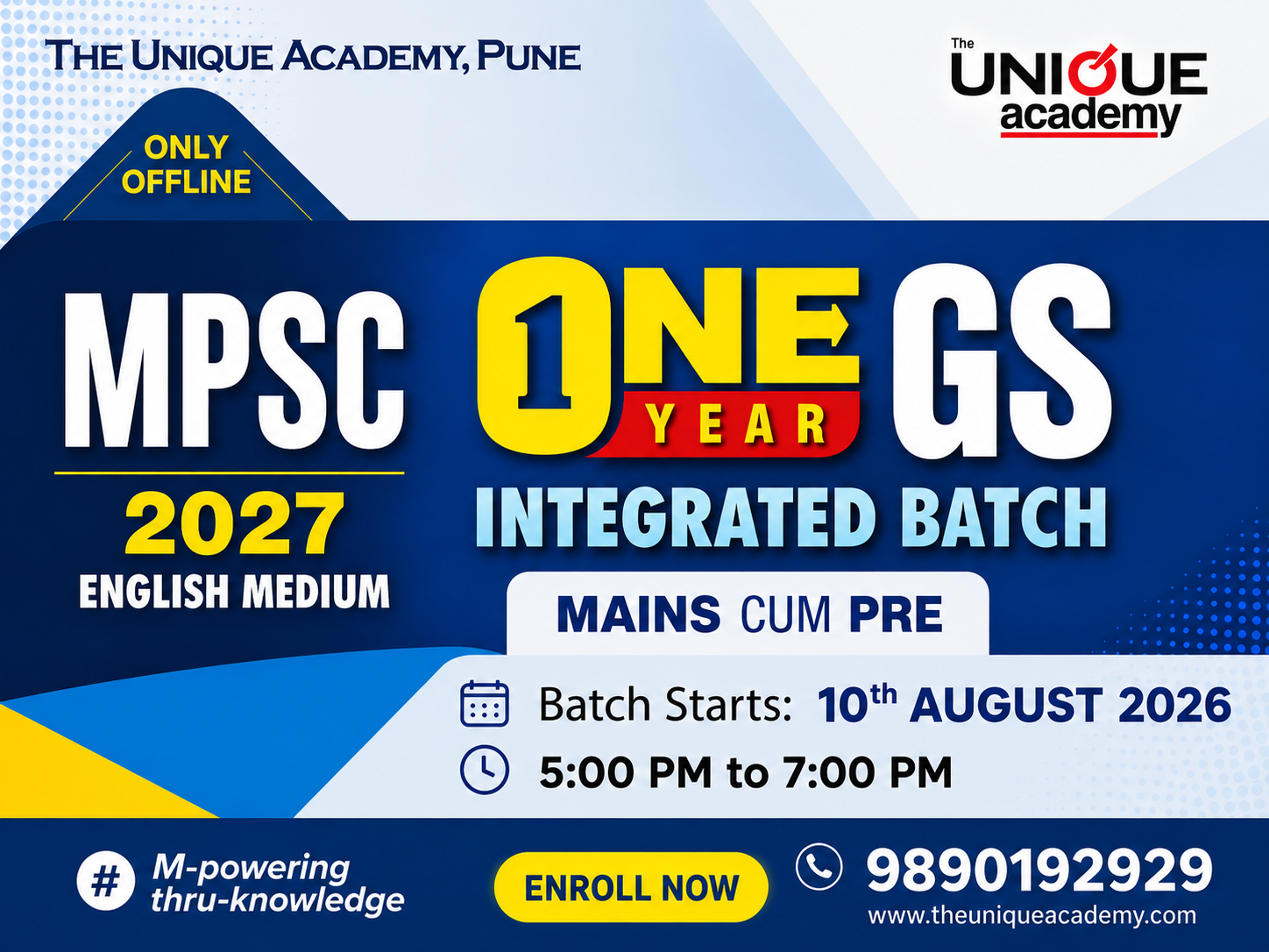 10th AUGUST 2026 MPSC MAINS GS CUM PRELIMS (ENGLISH) OFFLINE