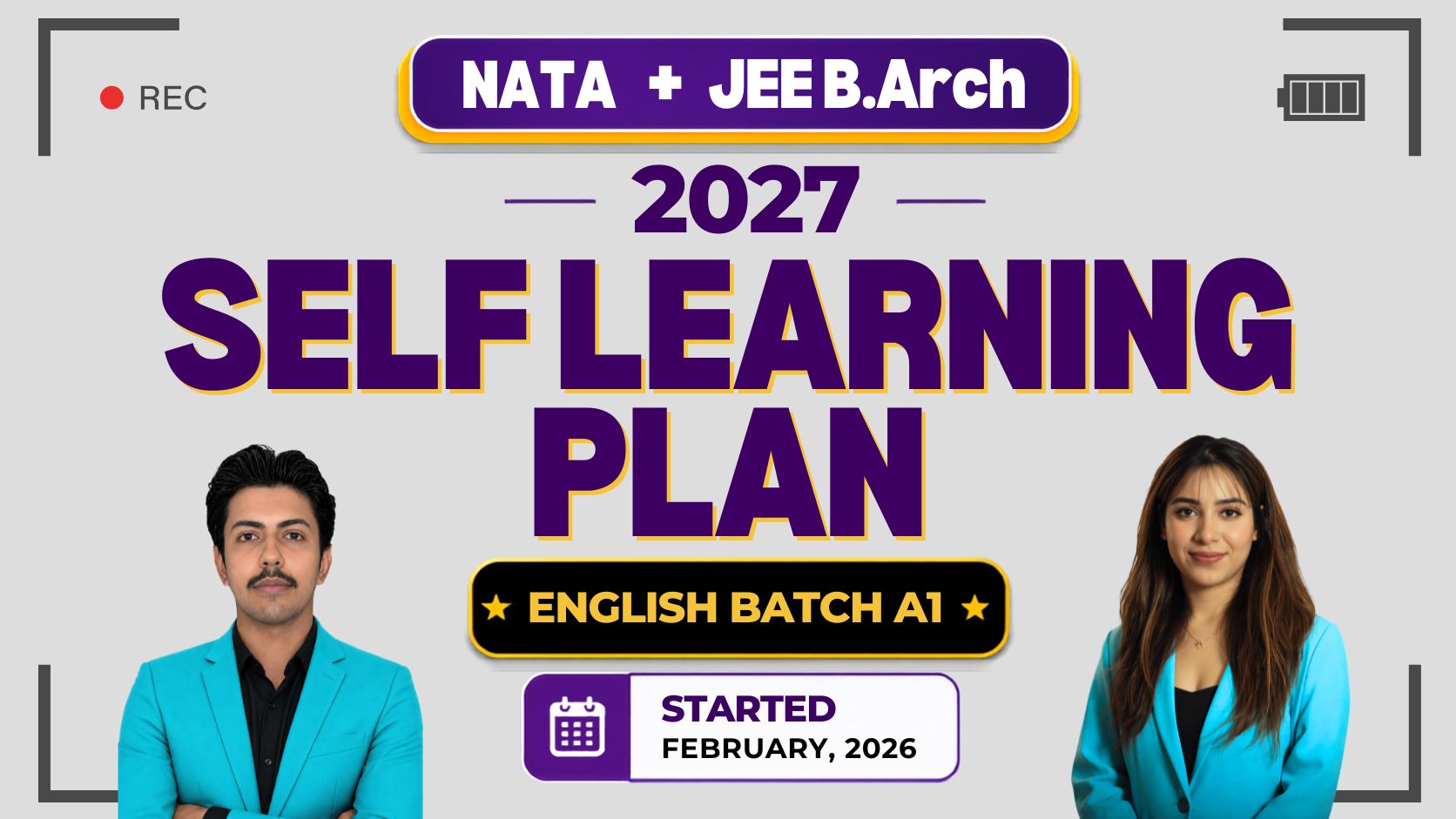 NATA + JEE(B.Arch) 2027 Self Learning Plan (English Batch A1)
