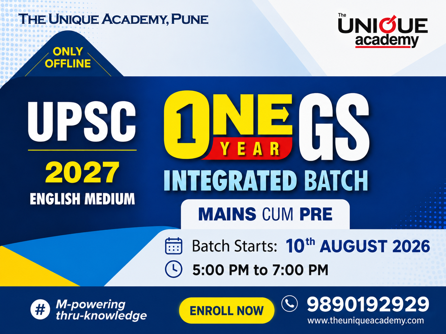 10th AUGUST 2026 UPSC MAINS GS CUM PRELIMS (ENGLISH) OFFLINE