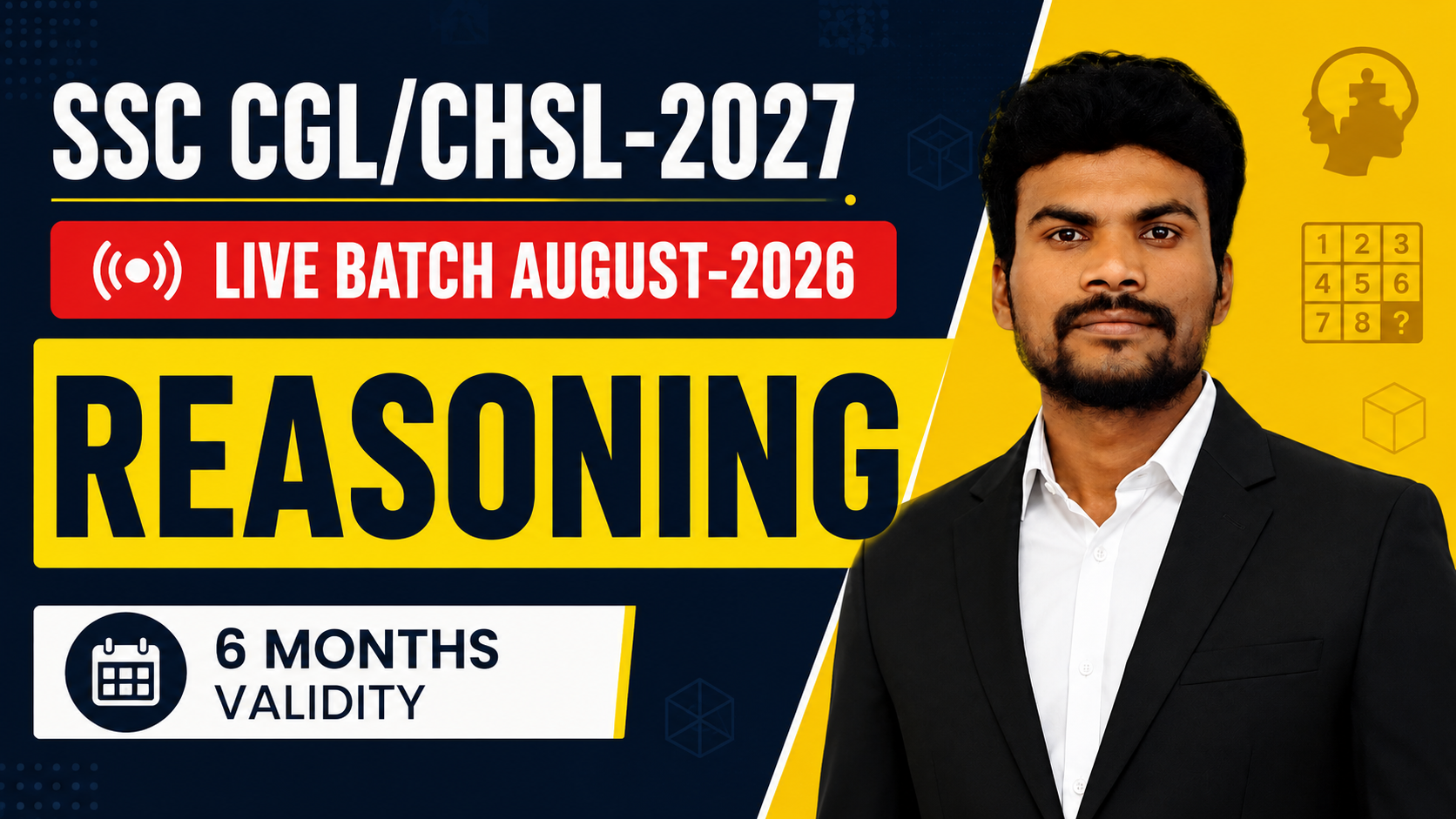 REASONING AUGUST SSC LIVE BATCH - 2026 (6 MONTHS VALIDITY)