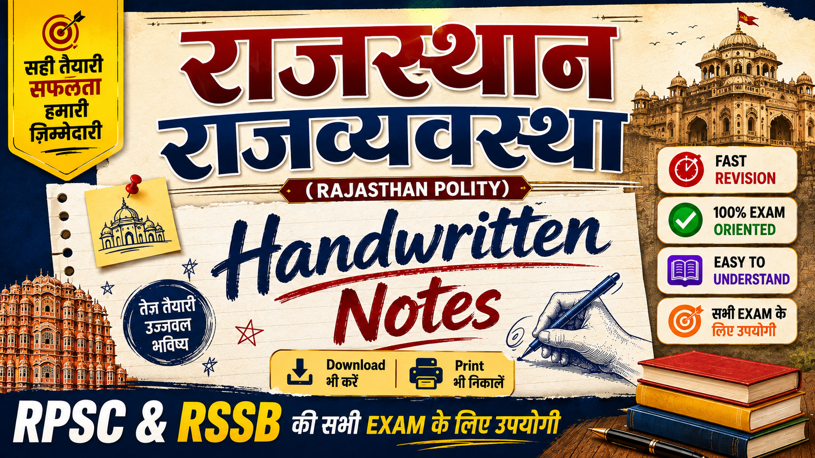 राजस्थान राजव्यवस्था (Polity) Handwritten Notes