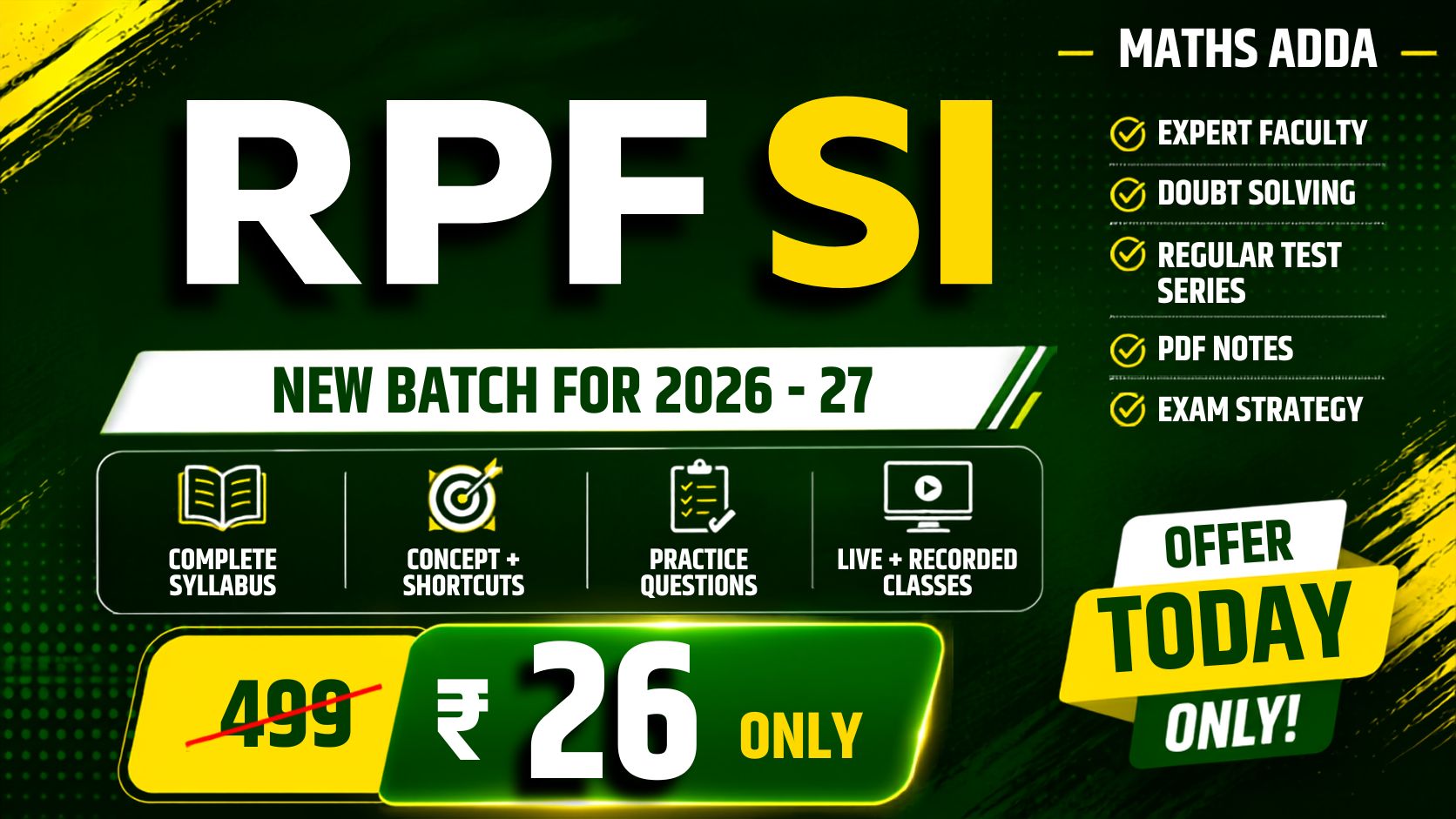 ✅RPF SI (2026 - 27) - New Live Batch