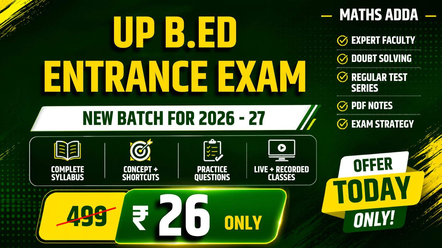 ✔️UP B.Ed Entrance Exam - (2026 - 27) - UP Live Batch
