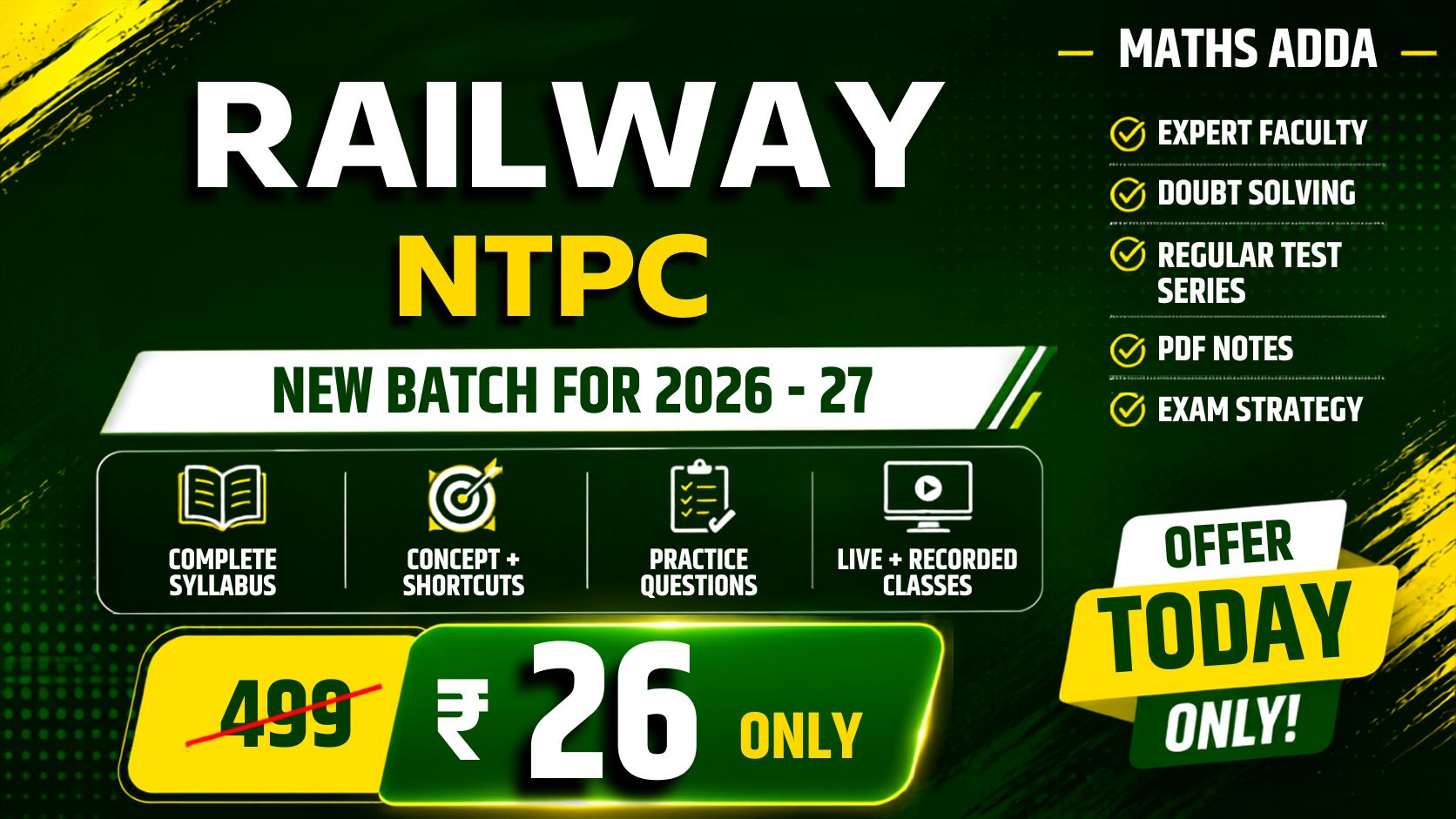 ✅RRB NTPC (2026 -27) - New Live Batch