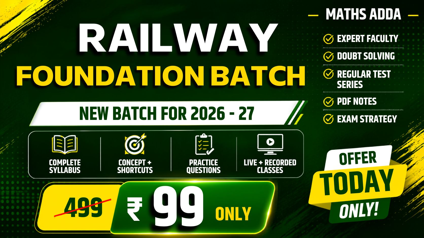 ✅Railway Foundation Batch - सम्पूर्ण बैच (2026 - 27)- सभी Railway Exams के लिए - एक बैच