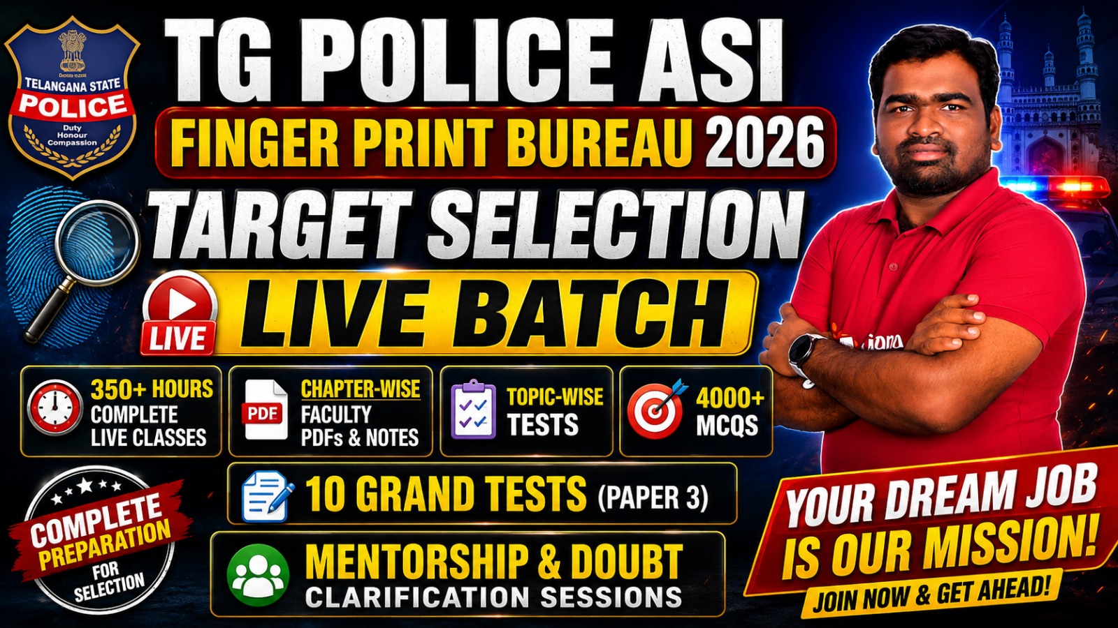 TG POLICE | ASI – FINGER PRINT BUREAU 2026 | TARGET SELECTION LIVE BATCH | 350+ LIVE HOURS