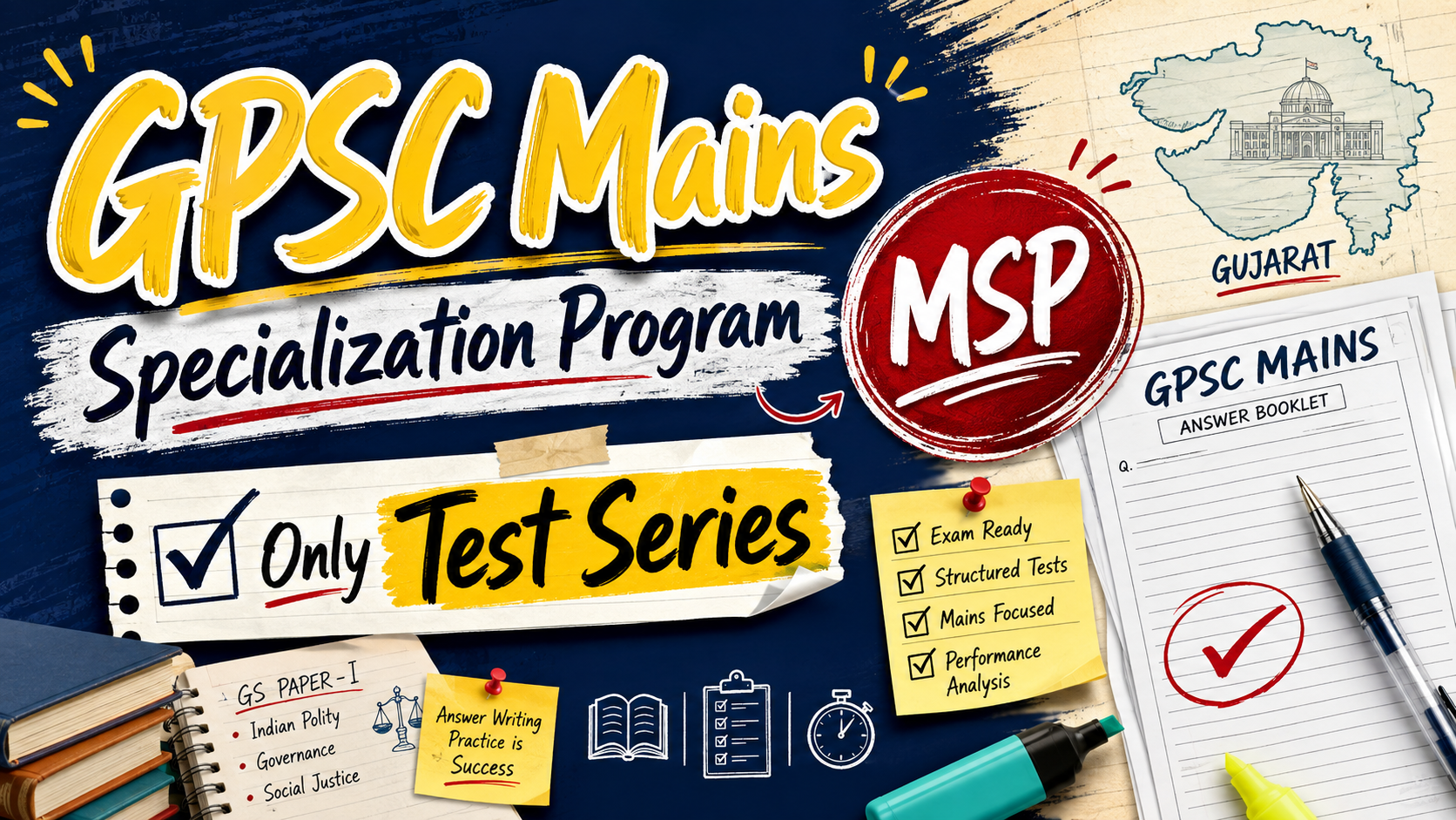 GPSC Mains Specialization Program (MSP) Only Test Series