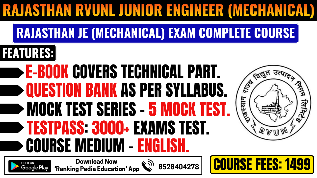 Rajasthan RVUNL Junior Engineer (Mechanical) Exam Complete Course