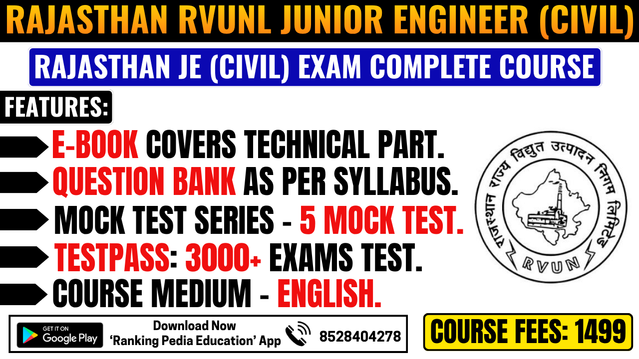 Rajasthan RVUNL Junior Engineer (Civil) Exam Complete Course