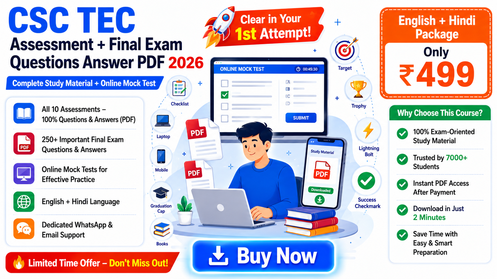 CSC TEC Assessment + Final Exam MCQs + Online Test