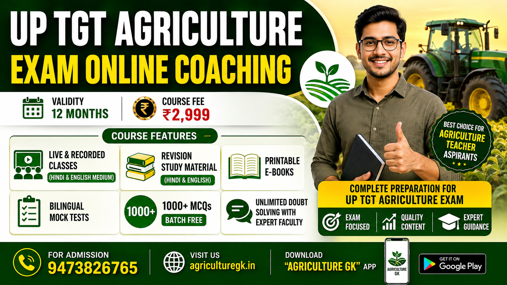 UP TGT Agriculture Exam Online Coaching