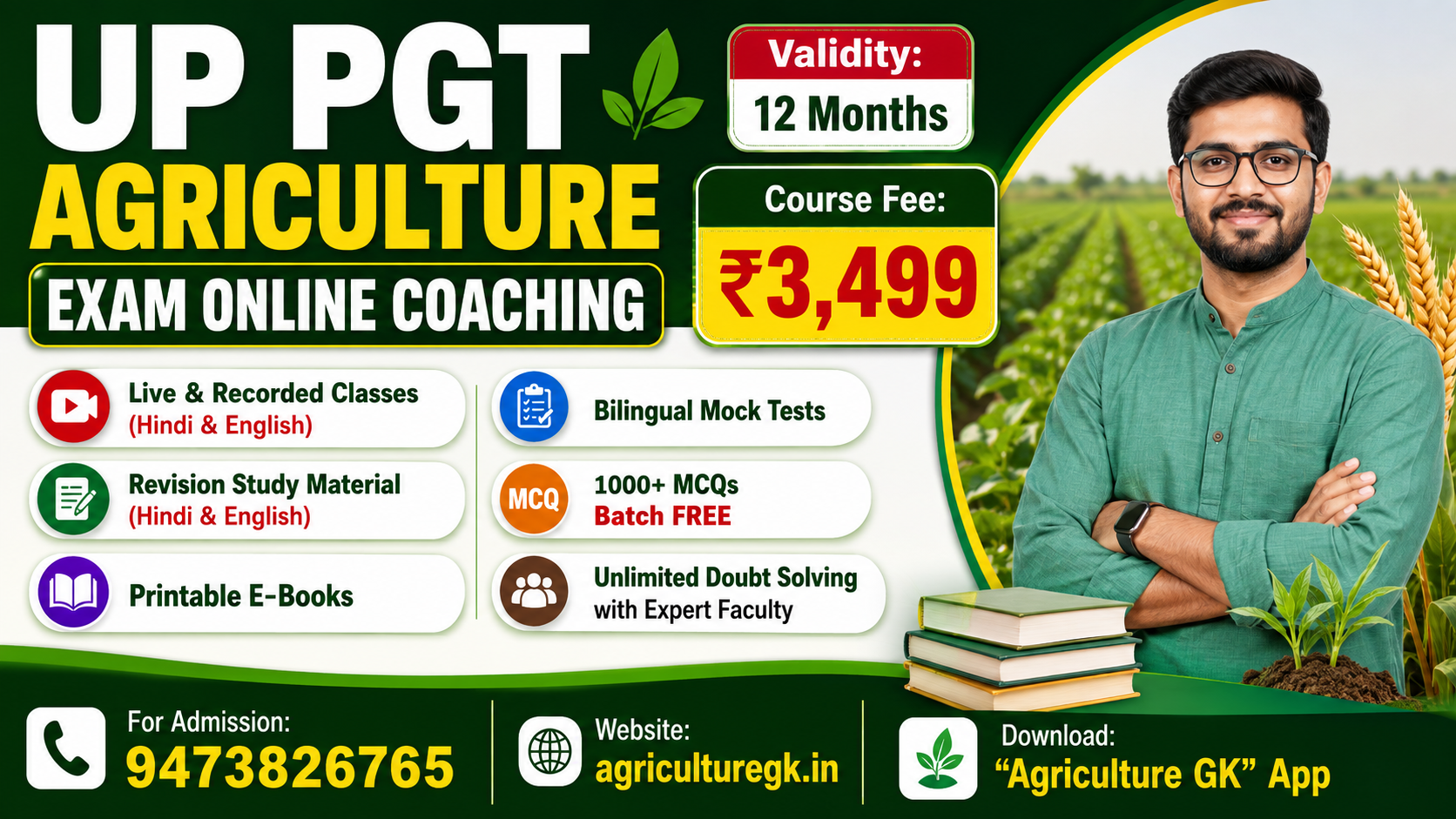UP PGT Agriculture Exam Online Coaching 