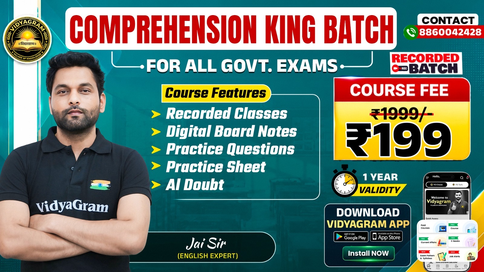 COMPREHENSION KING BATCH BY JAI SIR (RECORDED BATCH)