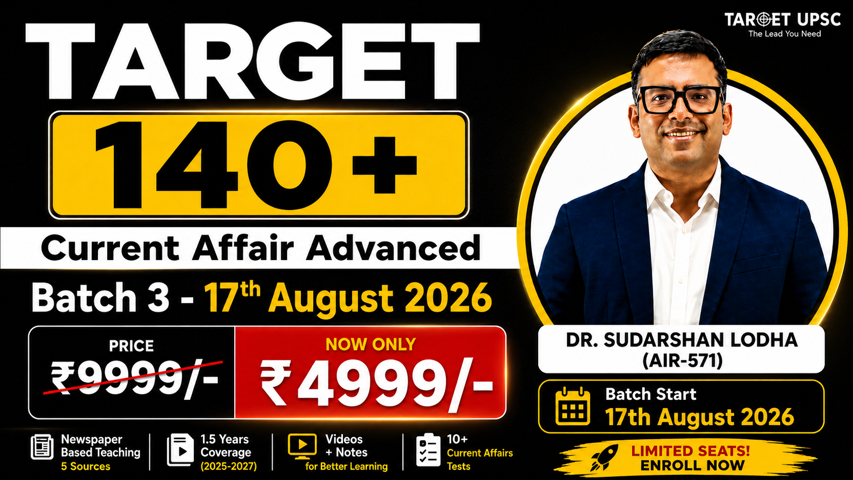 Target 140+ Advanced Current affair 2027 Batch 3 ( 17th August )