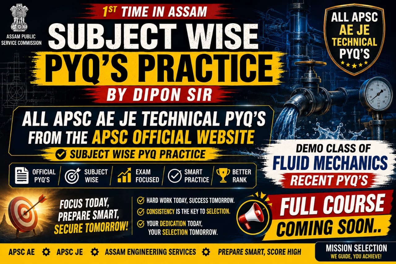 APSC AE JE AM JM MECHANICAL PYQ PRACTICE SERIES (NEW COURSE 2026)