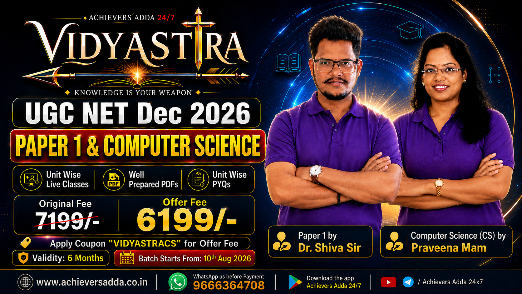 VIDYASTRA Batch - Paper 1 & Computer Science - UGC NET Dec 2026