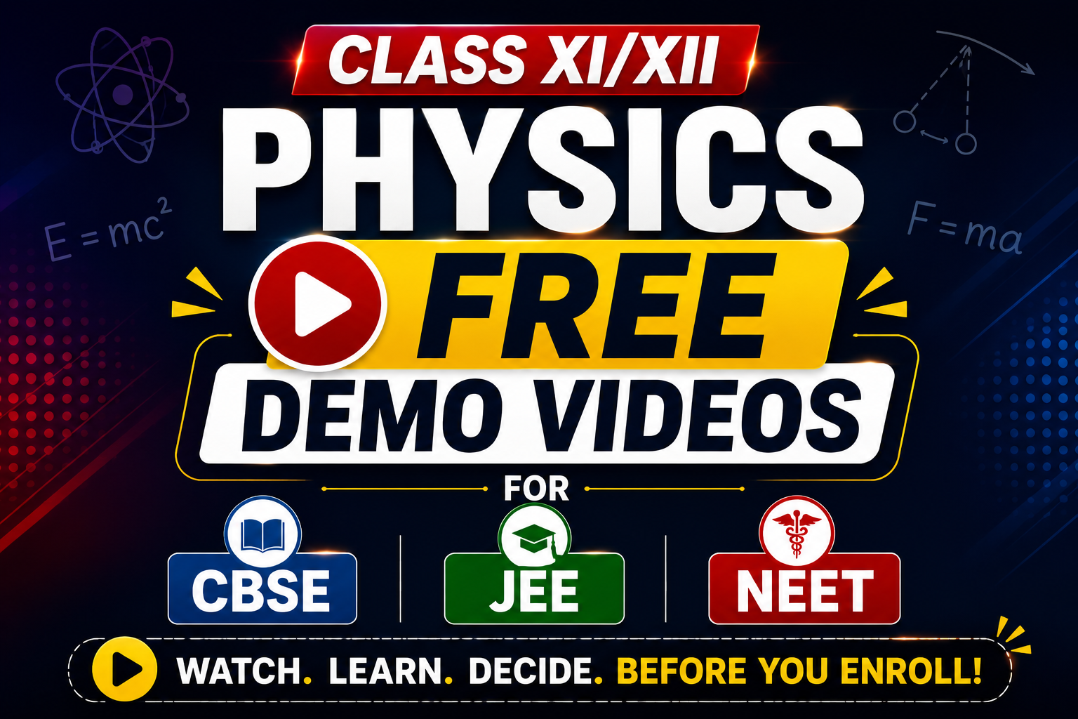Class XI/XII FREE Demo Videos CBSE JEE/NEET
