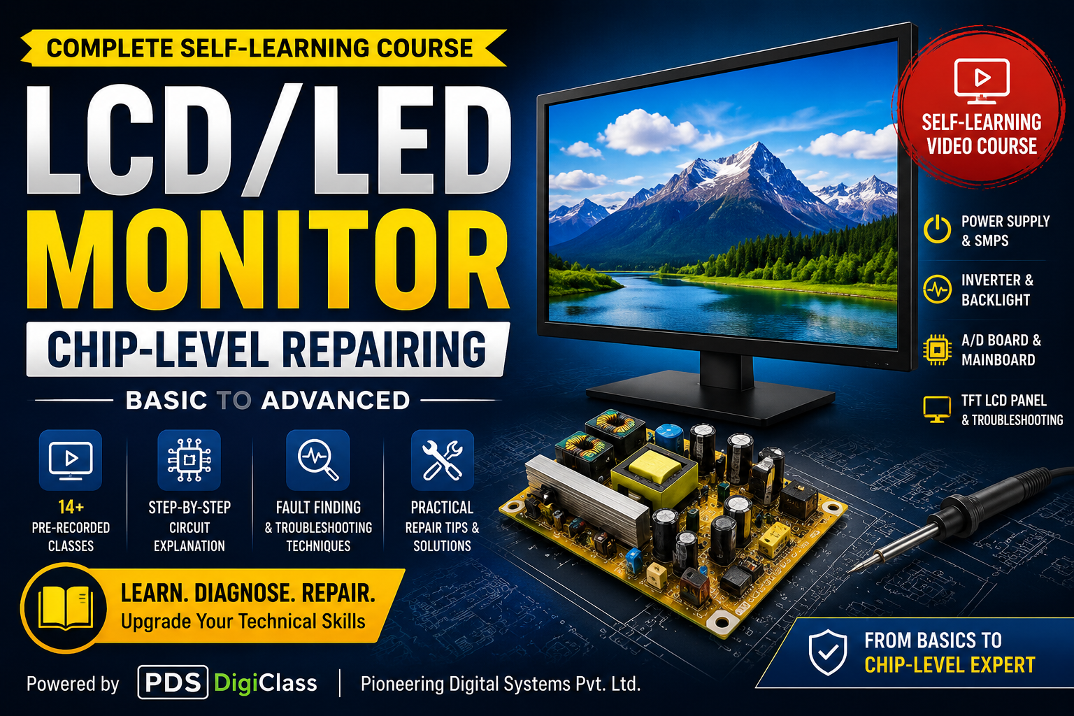 LCD/LED Monitor Chip-Level Repairing – Complete Self-Learning Course