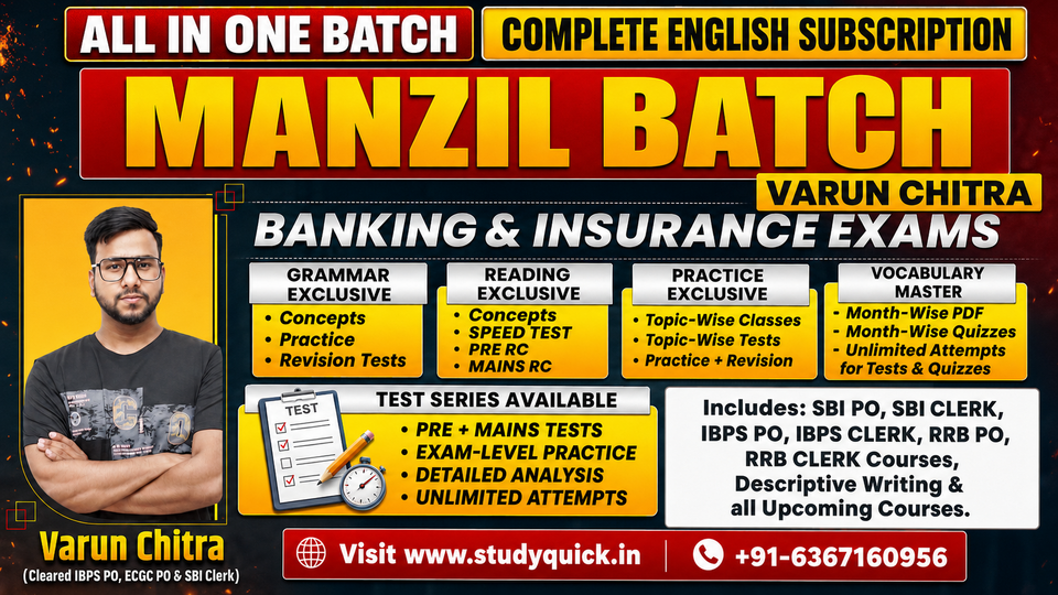 MANZIL BATCH: Complete English Exclusive Subscription (VARUN CHITRA)