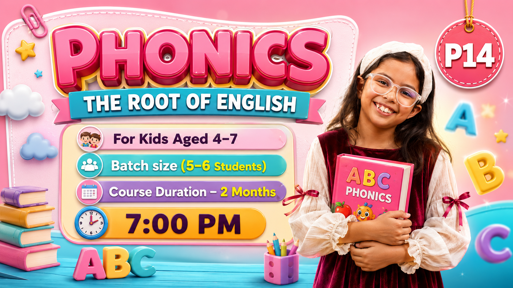  2-Month Phonetics Course on Zoom (P14 = 4-7 Year) 7:00 PM
