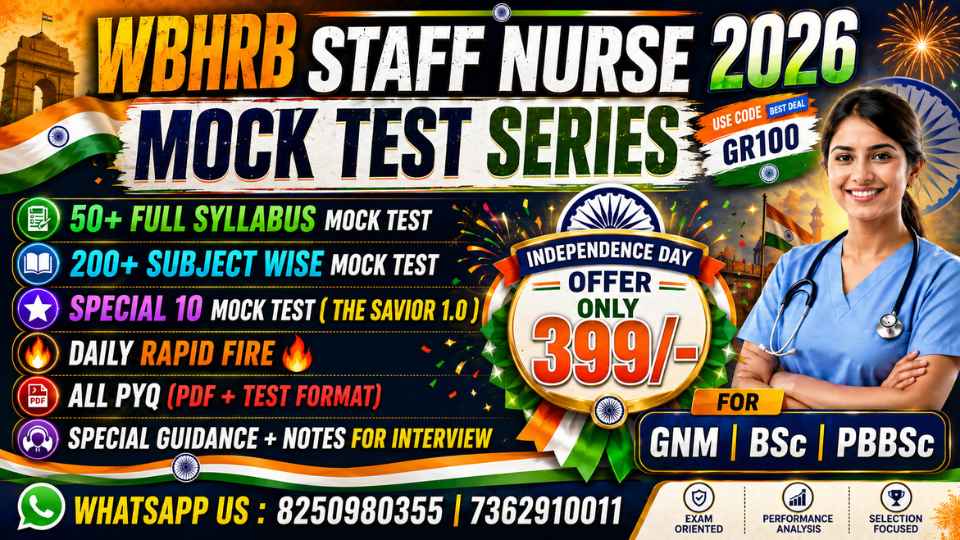 WBHRB Staff Nurse Gr II 2026 Mock Test | 100% Selection | Special Ops 1.0 ✔️