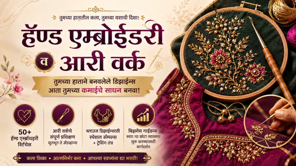 हॅण्ड एम्ब्रोईडरी व आरी वर्क