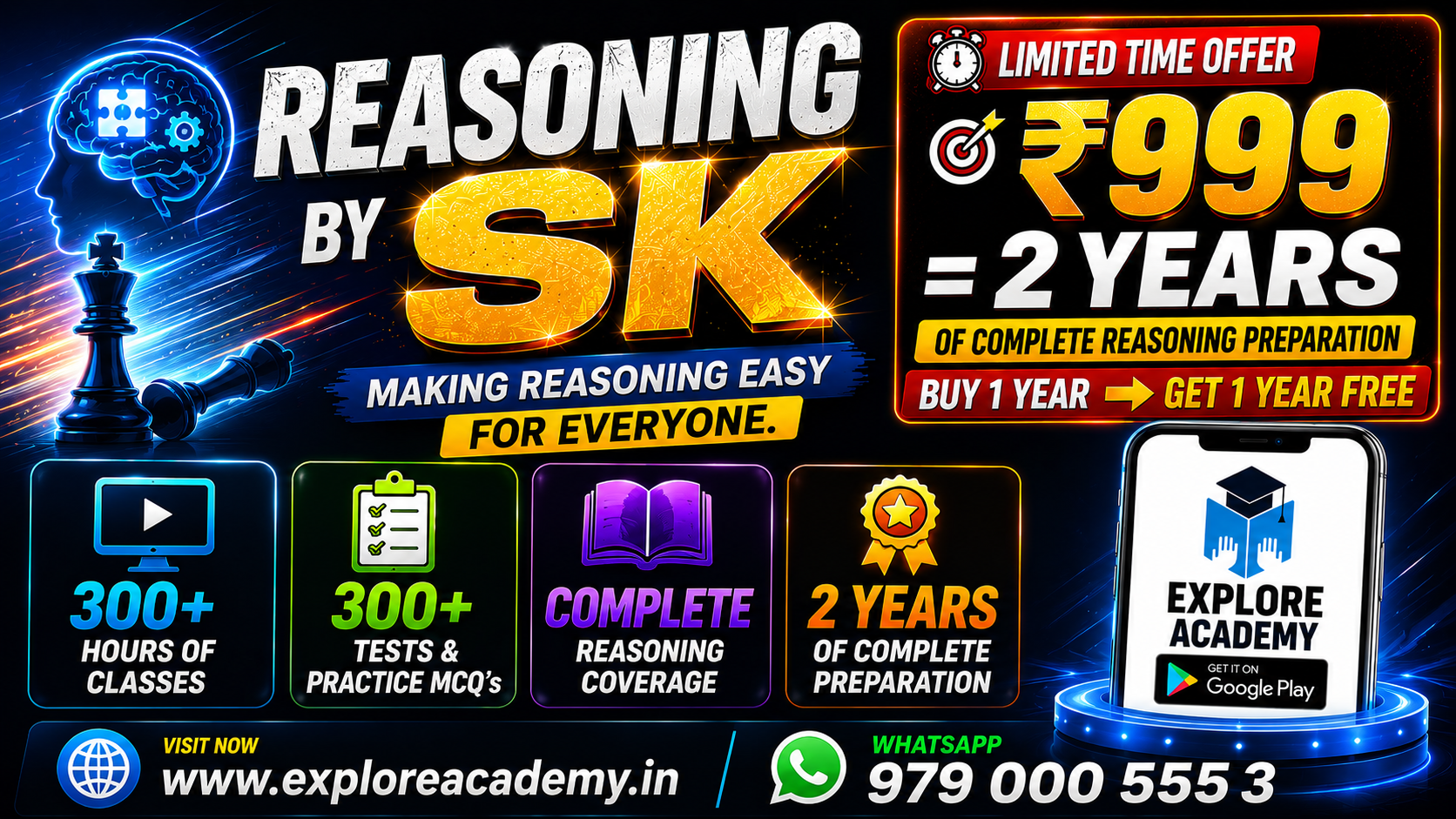 🎓 Reasoning By SK - 🏆 🎯 ₹999 = 2 YEARS