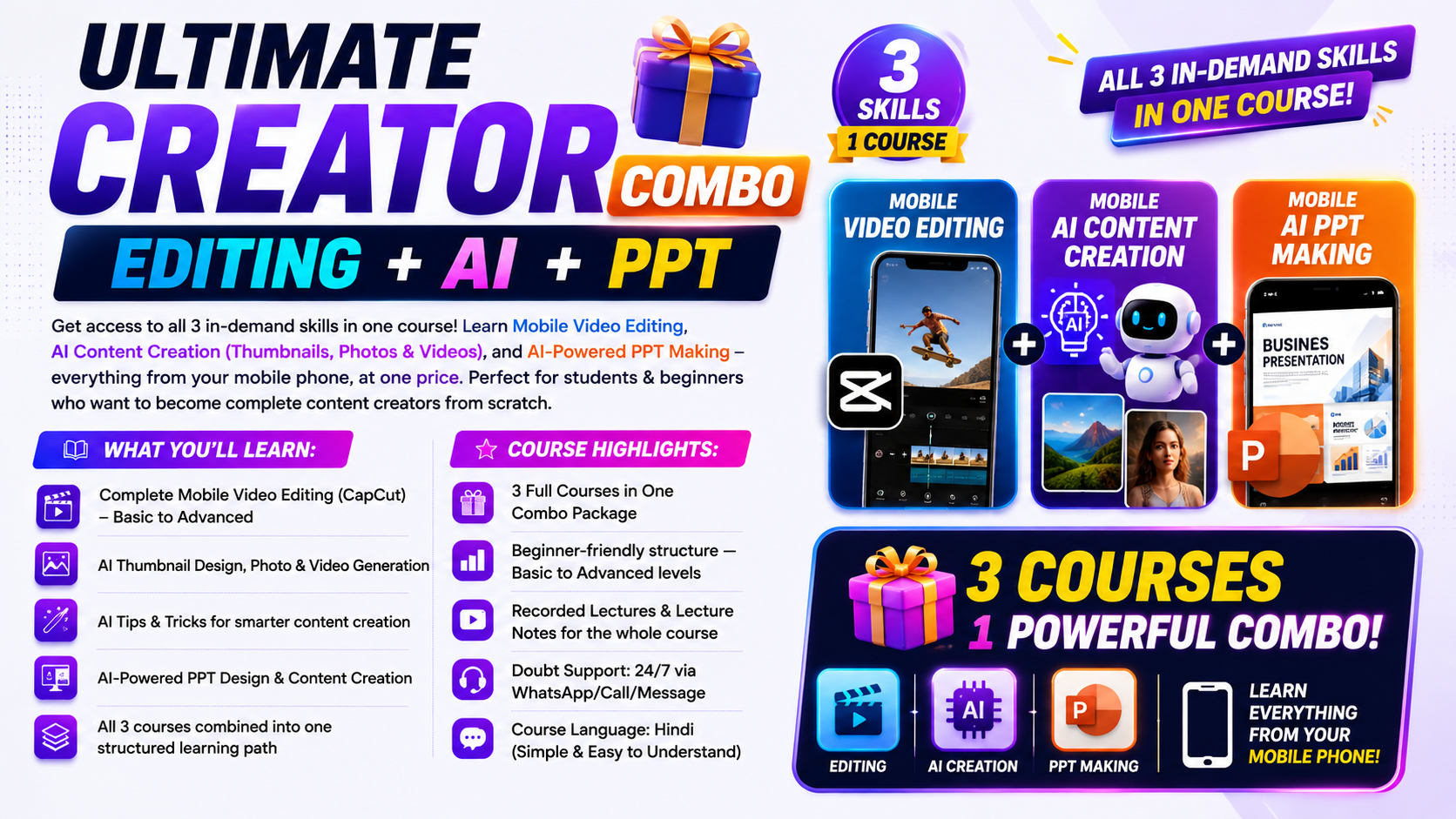 ULTIMATE CREATOR COMBO – EDITING + AI + PPT [ BASIC TO ADVANCE ]