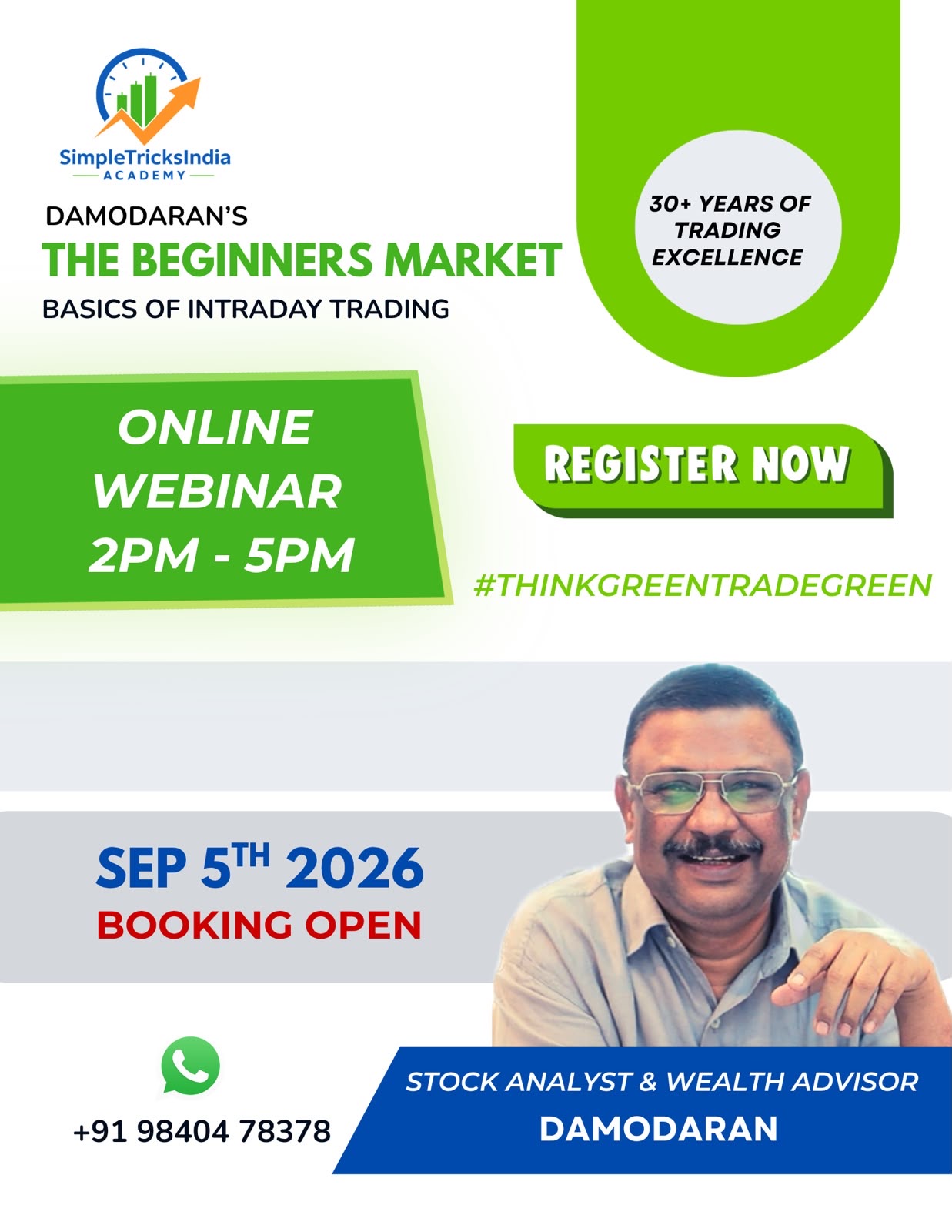 5th September 2026 - Damodaran's The Beginners Market - 2PM to 5PM