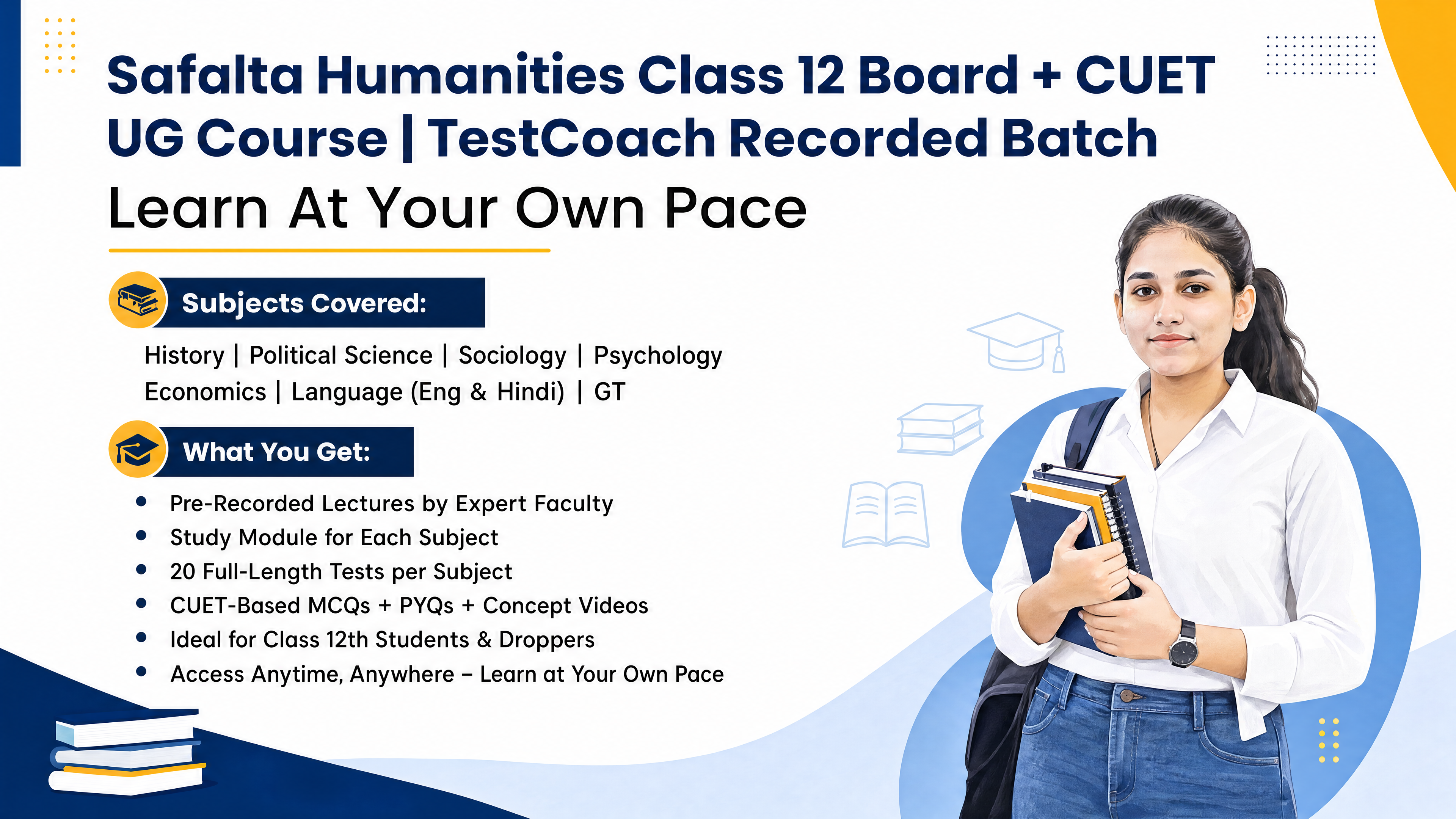 Safalta Humanities Class 12 Board + CUET UG Course | TestCoach Recorded Batch