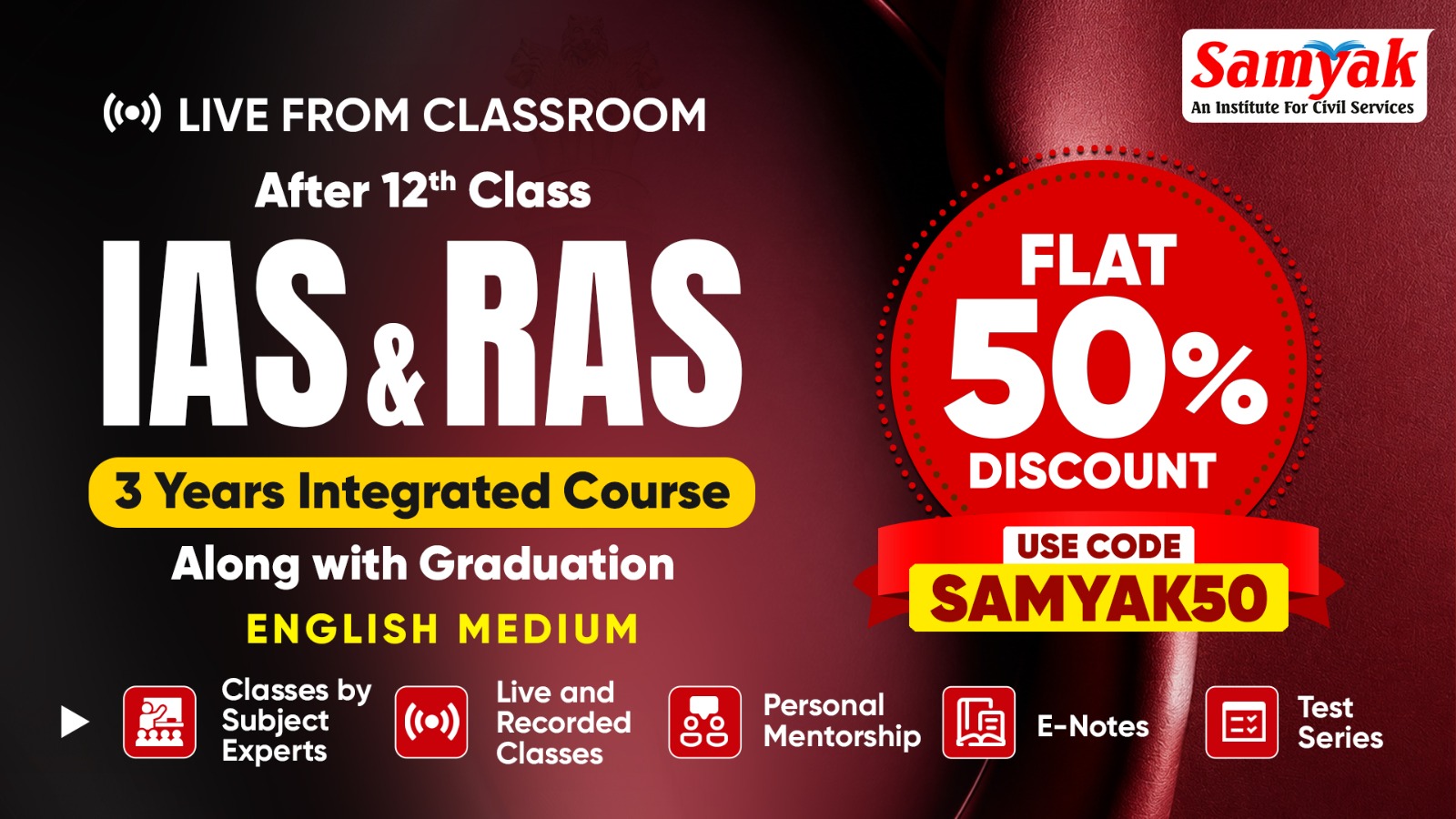 IAS & RAS Integrated Course (Vidhyashree - 2026) English Medium From 3rd August 