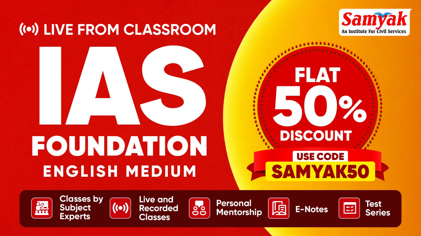 IAS Foundation Live From Classroom (Vidhyashree - 2026) English Medium From 3rd August